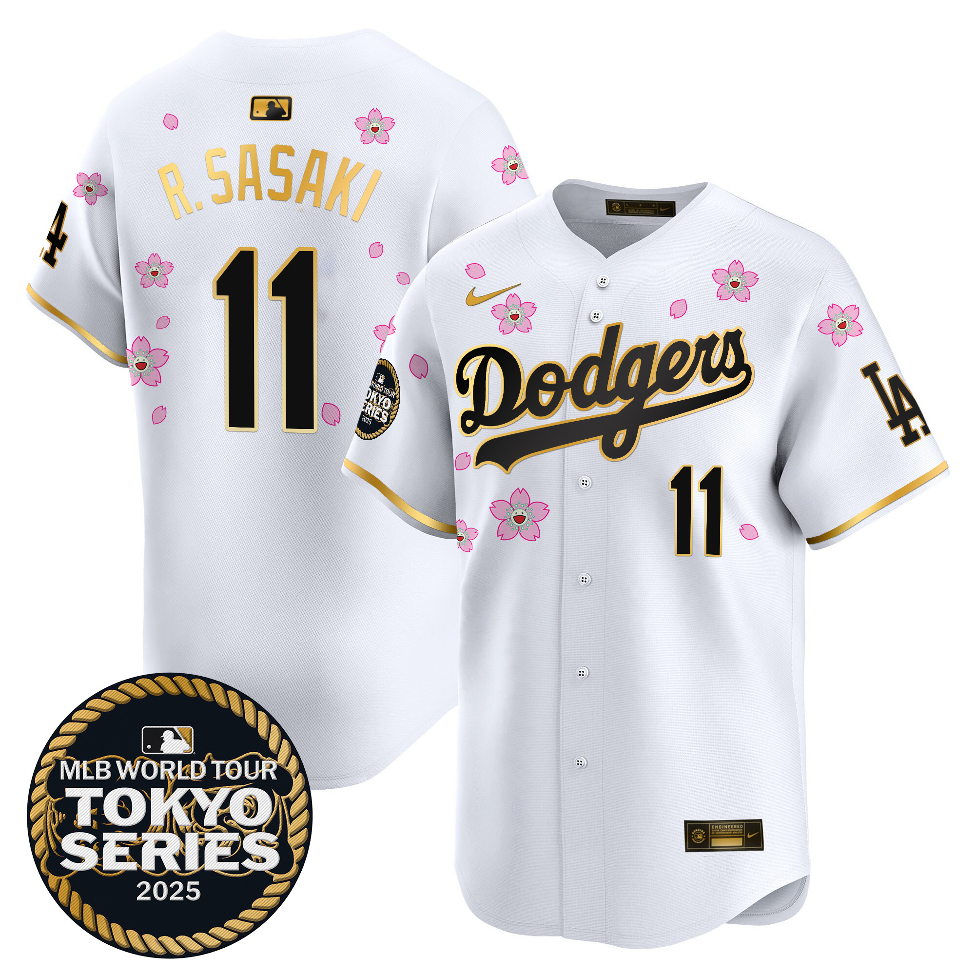 Men Los Angeles Dodgers #11 R Sasaki Tokyo Series white Limited Stitched 2025 Jersey3